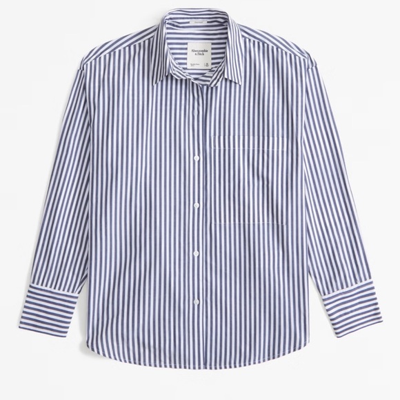 Blue and white stripe oversized button down Abercrombie - Picture 1 of 4